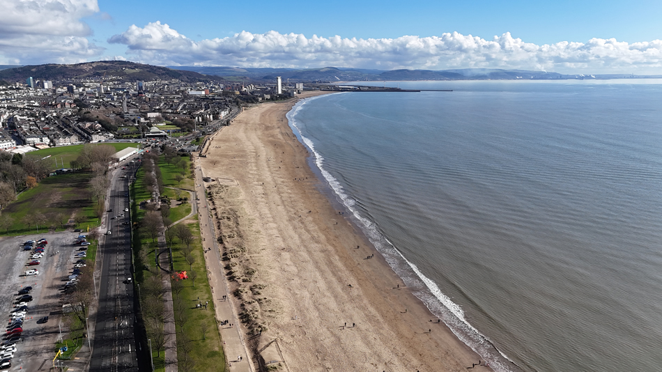 Drone video Swansea Bay